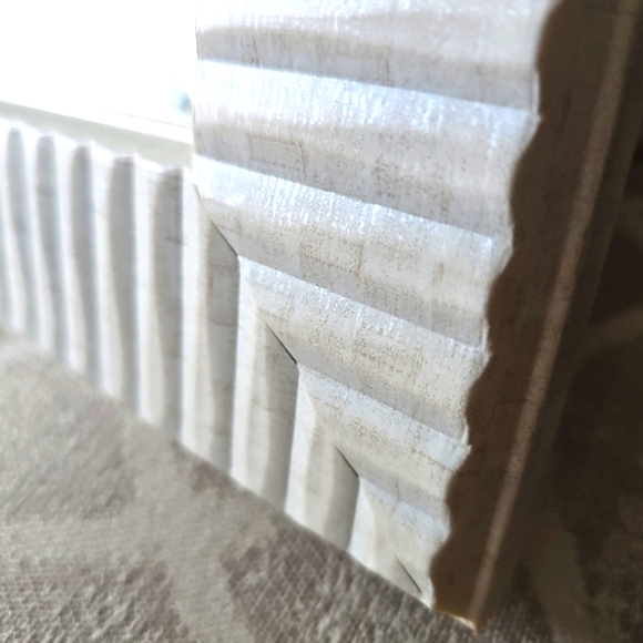 Glam White Beveled Mirror Vanity Fluted Wall Mirror 29.5" Bathroom Bedroom - Picture 8 of 13